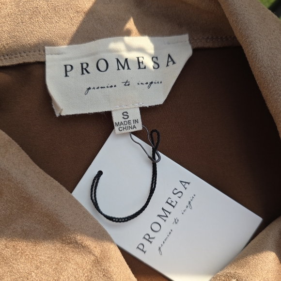 Promesa Faux Suede Long Jacket, Caramel Tan, Size S, NWT - Picture 5 of 11